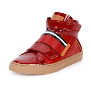 BALLY Men's Herick Leather High-Top Sneakers Shoes Red sz 10